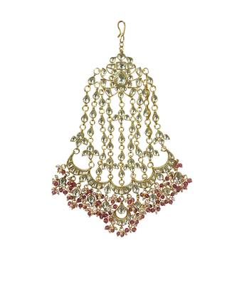Passa Studded White Jadtar Stones, Beaded With Light Pink Beads 2