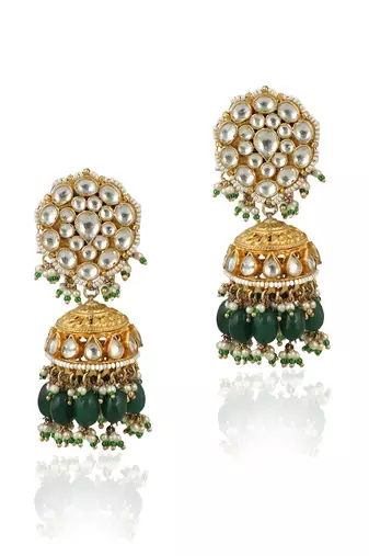 White And Green Double Layered Necklace Set