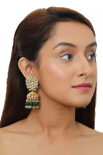 White And Green Double Layered Necklace Set
