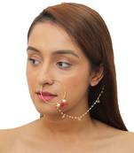 Pink &White Bead Nath