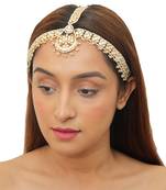 Flower Work With White Jadtar Stone Mathapatti