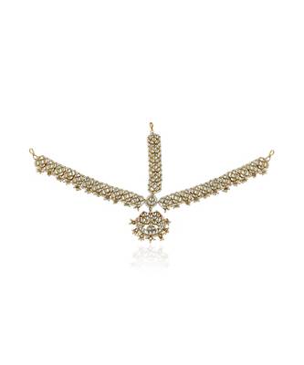 Flower Work With White Jadtar Stone Mathapatti 2