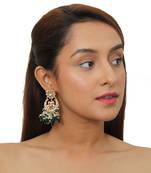 Green Flower Work With Green Beads Earring