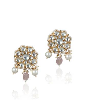Light Pink & White Beads Earring 2