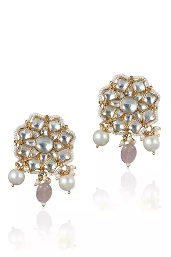 Light Pink & White Beads Earring