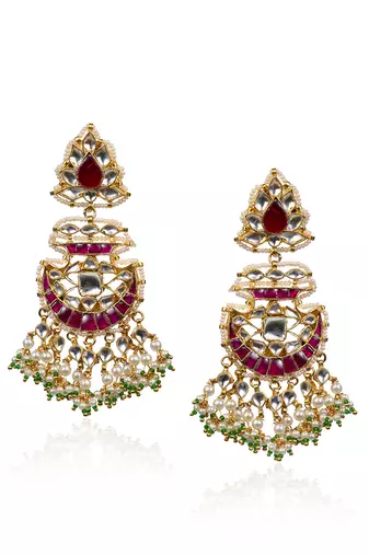 Rajwadi White Green & Pink Choker Set With Earring