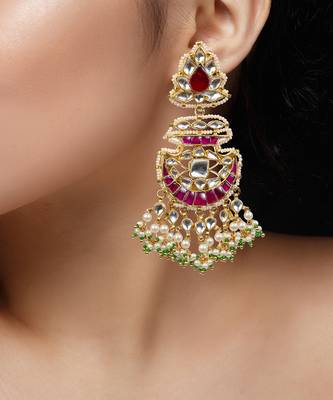 Rajwadi White Green & Pink Choker Set With Earring 4
