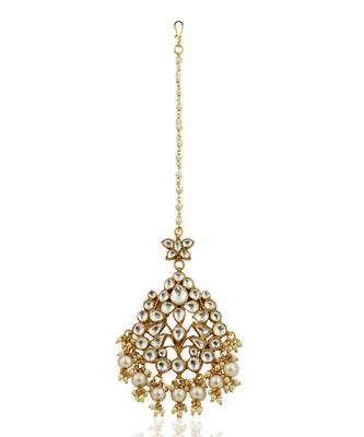 White Jadtar Stone Pearl Maangtikka 2