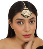 Jadtar Maangtikka With Emerald Green Small Beads