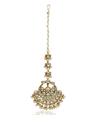 Wedding Wear White Jadtar Stone Tikka 2