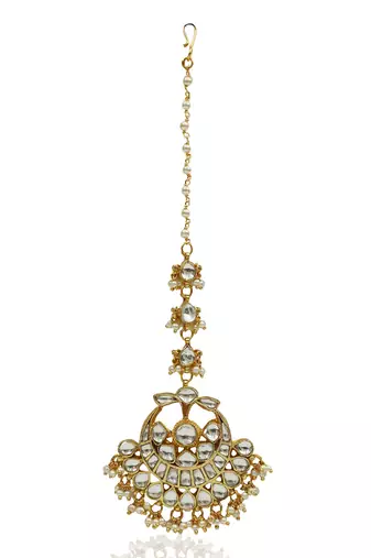 Wedding Wear White Jadtar Stone Tikka