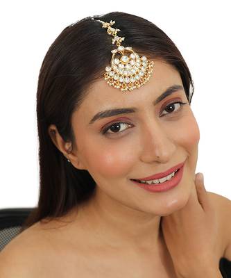 Wedding Wear White Jadtar Stone Tikka 1