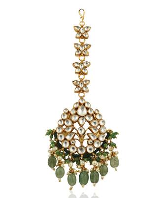 Maangtikka With Sea Green Beads And A Hint Of Emerald Green 2