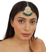 Jadtar Tikka With Dark Green Beads And Pearls
