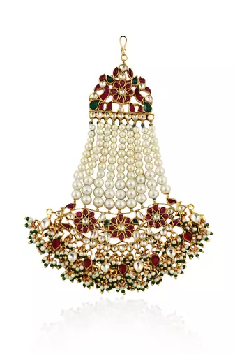 Multicolour Passa With Floral Desgin And Pearl Beads