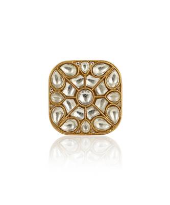 Square Jadtar Stone Ring 2