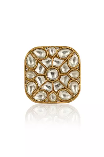 Square Jadtar Stone Ring