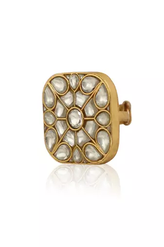 Square Jadtar Stone Ring