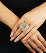 Square Jadtar Stone Ring