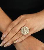 Small White Jadtar Stone Ring