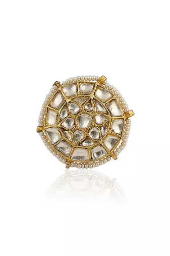 Small White Jadtar Stone Ring