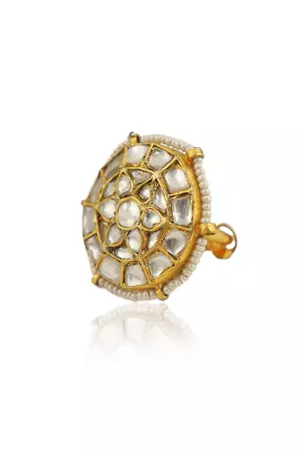 Small White Jadtar Stone Ring