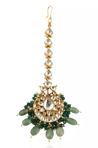 White Tikka With Emerald And Sea Green Beads