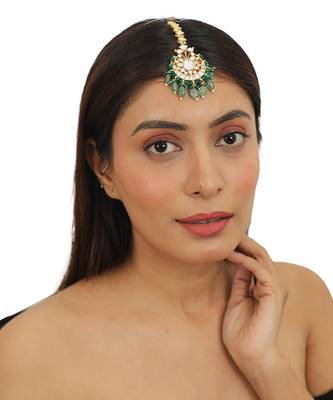 White Tikka With Emerald And Sea Green Beads 1