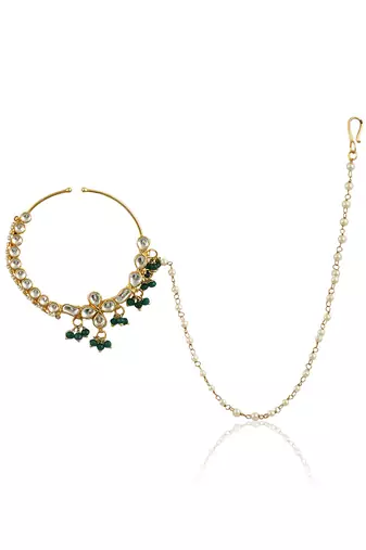 Bridal Nosering With Emerald Green Drops