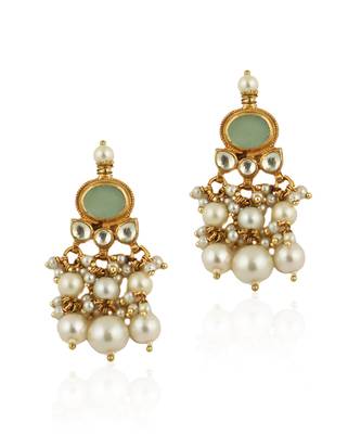 Light Green Choker Set With White Pearl 6
