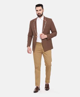 Brown Cotton Two Button Blazer 1