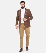 Brown Cotton Two Button Blazer