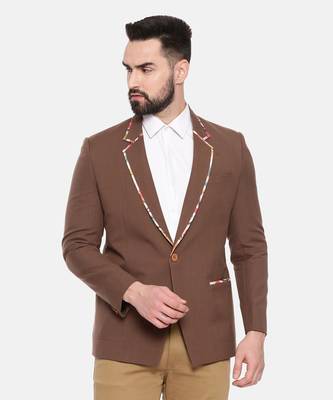 Brown Cotton Two Button Blazer 2