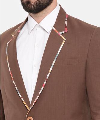 Brown Cotton Two Button Blazer 3