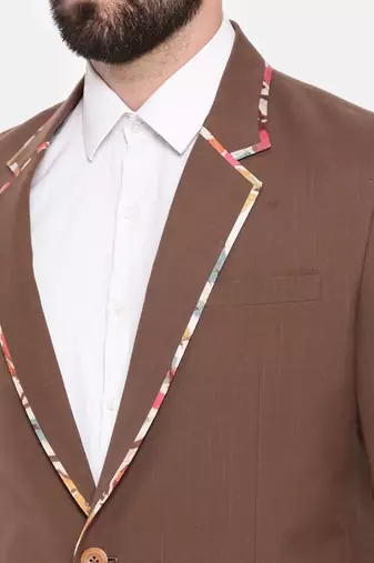 Brown Cotton Two Button Blazer
