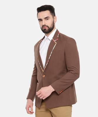 Brown Cotton Two Button Blazer 4