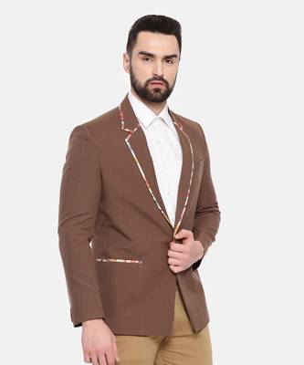 Brown Cotton Two Button Blazer 5