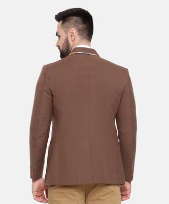Brown Cotton Two Button Blazer 6