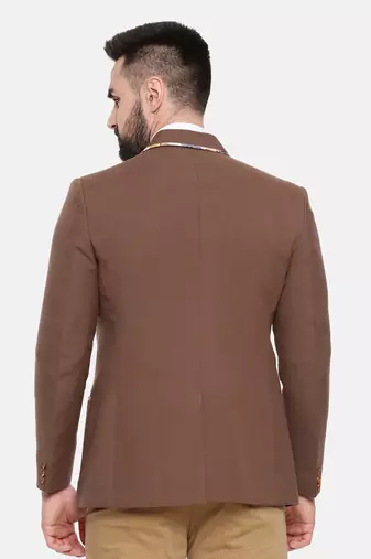 Brown Cotton Two Button Blazer