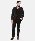 Black Cotton Two Button Blazer