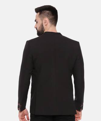 Black Cotton Two Button Blazer 6
