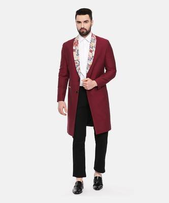 Red Printed Long Trench Coat 1