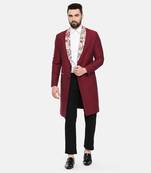 Red Printed Long Trench Coat