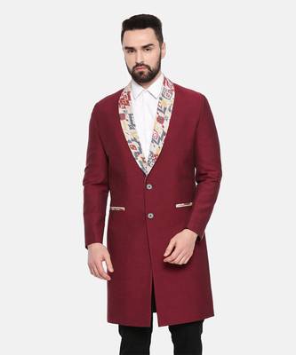 Red Printed Long Trench Coat 2