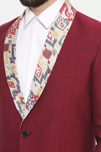 Red Printed Long Trench Coat