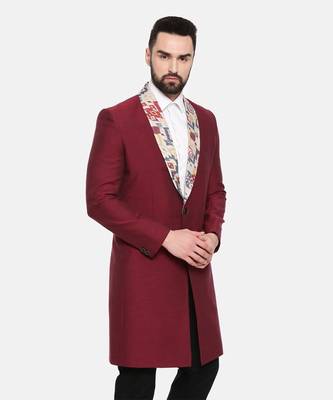 Red Printed Long Trench Coat 5