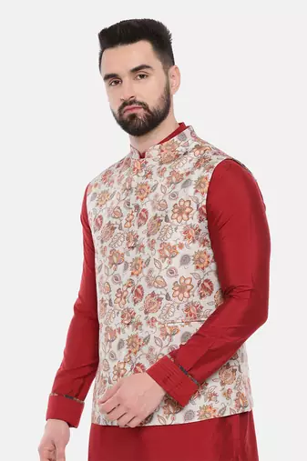 Grey Printed Muslin Modi Jacket