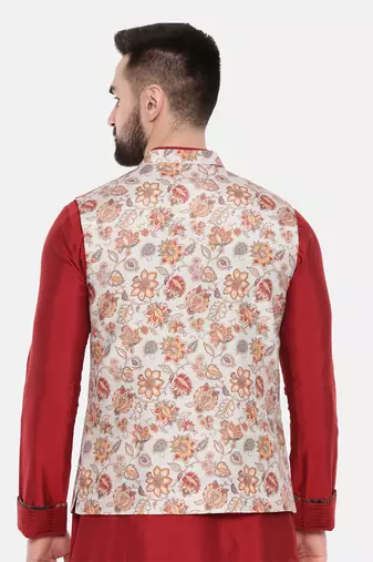 Grey Printed Muslin Modi Jacket