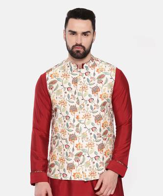 Off White Printed Muslin Modi Jacket 2