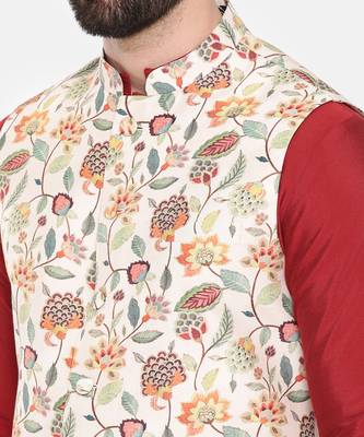 Off White Printed Muslin Modi Jacket 3